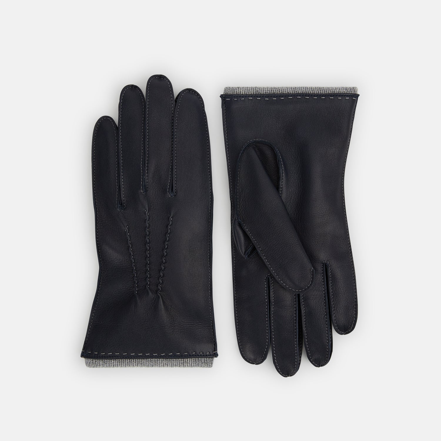 Grey Cashmere Lined Hairsheep Leather Gloves