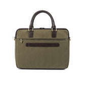 Mensajero Briefcase Leather And Forest Canvas