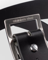 OGL Vintage Buckle Leather Belt - Black