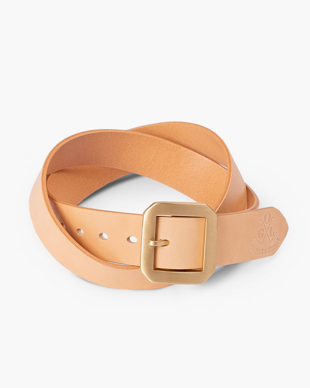 OGL Single Prong Garrison Buckle Leather Belt - Natural