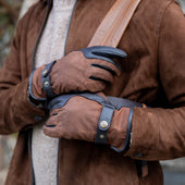 Men S Water Resistant Thinsulate Lined Imitation Deerskin Leather Gloves With Waxed Cotton