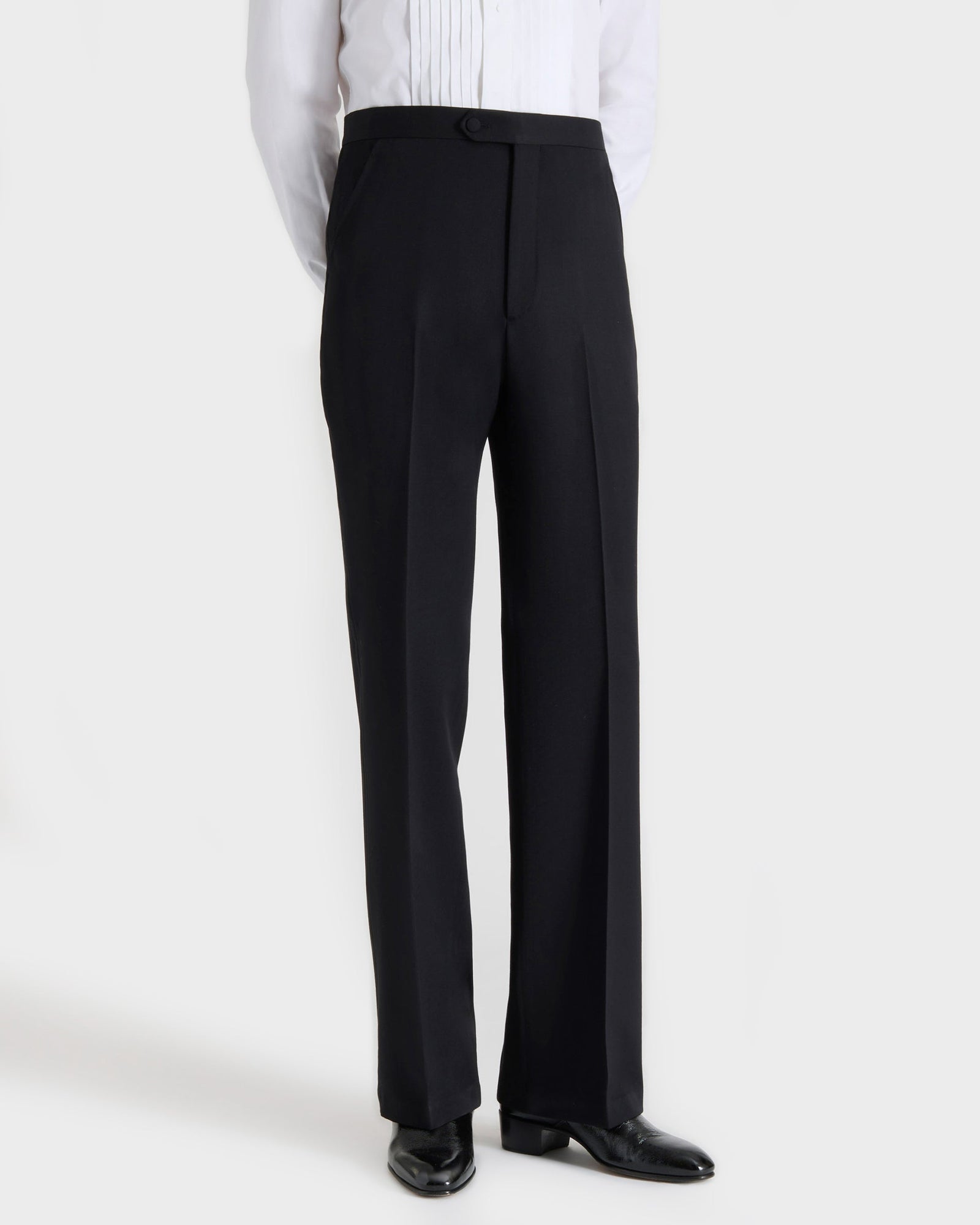 Pantalon Vas En Grain De Poudre De Laine Noir