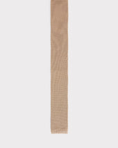 CRAVATE EN SOIE TRICOTÉE - TAUPE