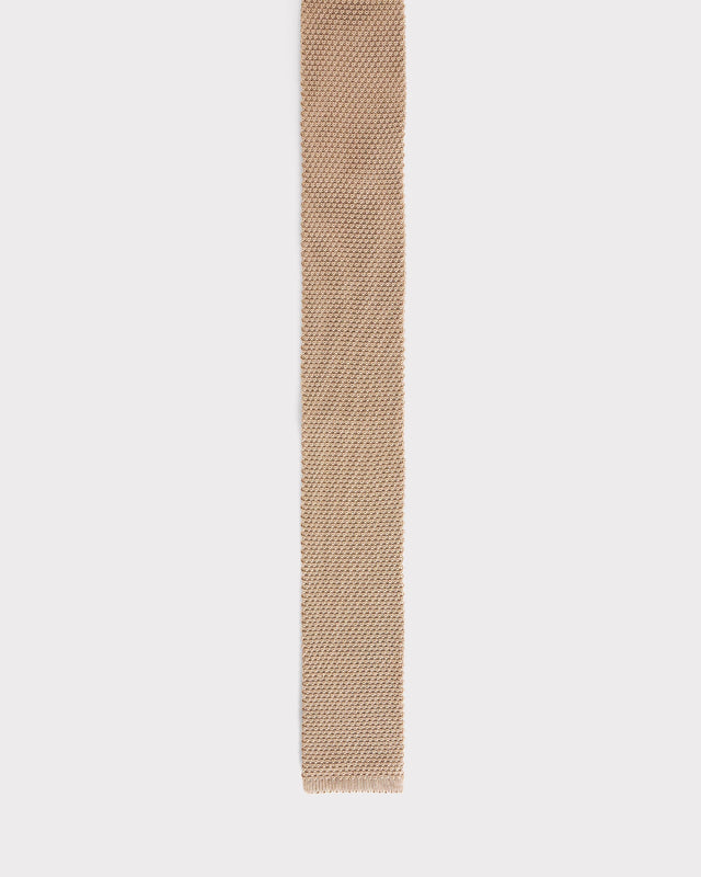 CRAVATE EN SOIE TRICOTÉE - TAUPE