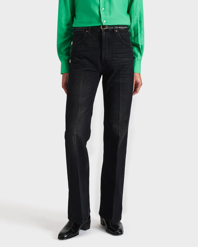 JEAN ÉVASÉ EN DENIM DE COTON - NOIR DÉLAVÉ