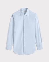 CHEMISE COL CLASSIQUE EN POPELINE DE COTON - BLEU CIEL