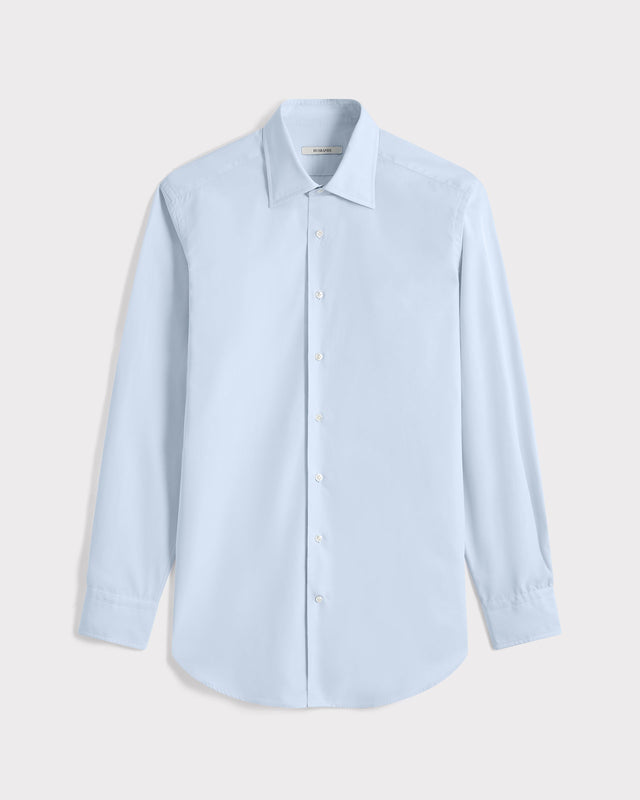 CHEMISE COL CLASSIQUE EN POPELINE DE COTON - BLEU CIEL