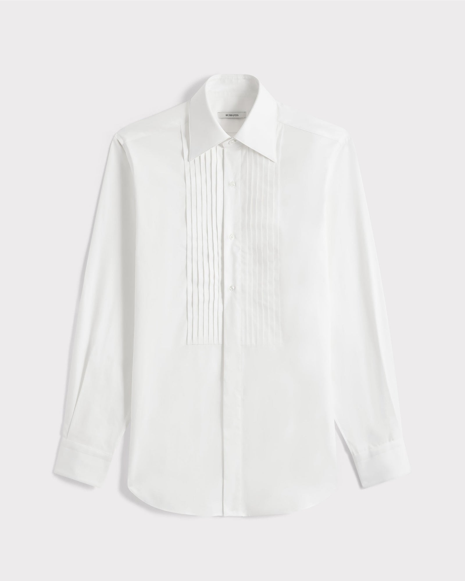 Chemise De Smoking Col Large En Pinpoint De Coton Blanche