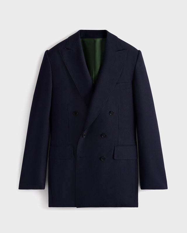 COSTUME CROISÉ EN FRESCO DE LAINE - BLEU MARINE