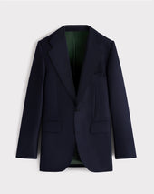 COSTUME DROIT EN HOPSACK DE LAINE - BLEU NUIT