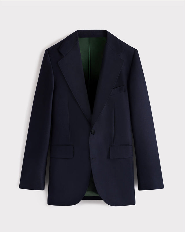 COSTUME DROIT EN HOPSACK DE LAINE - BLEU NUIT