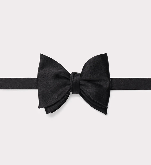 NŒUD PAPILLON EN SATIN DE SOIE - NOIR