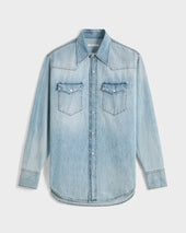 CHEMISE WESTERN EN DENIM DE COTON SELVEDGE - BLEUE DÉLAVÉ