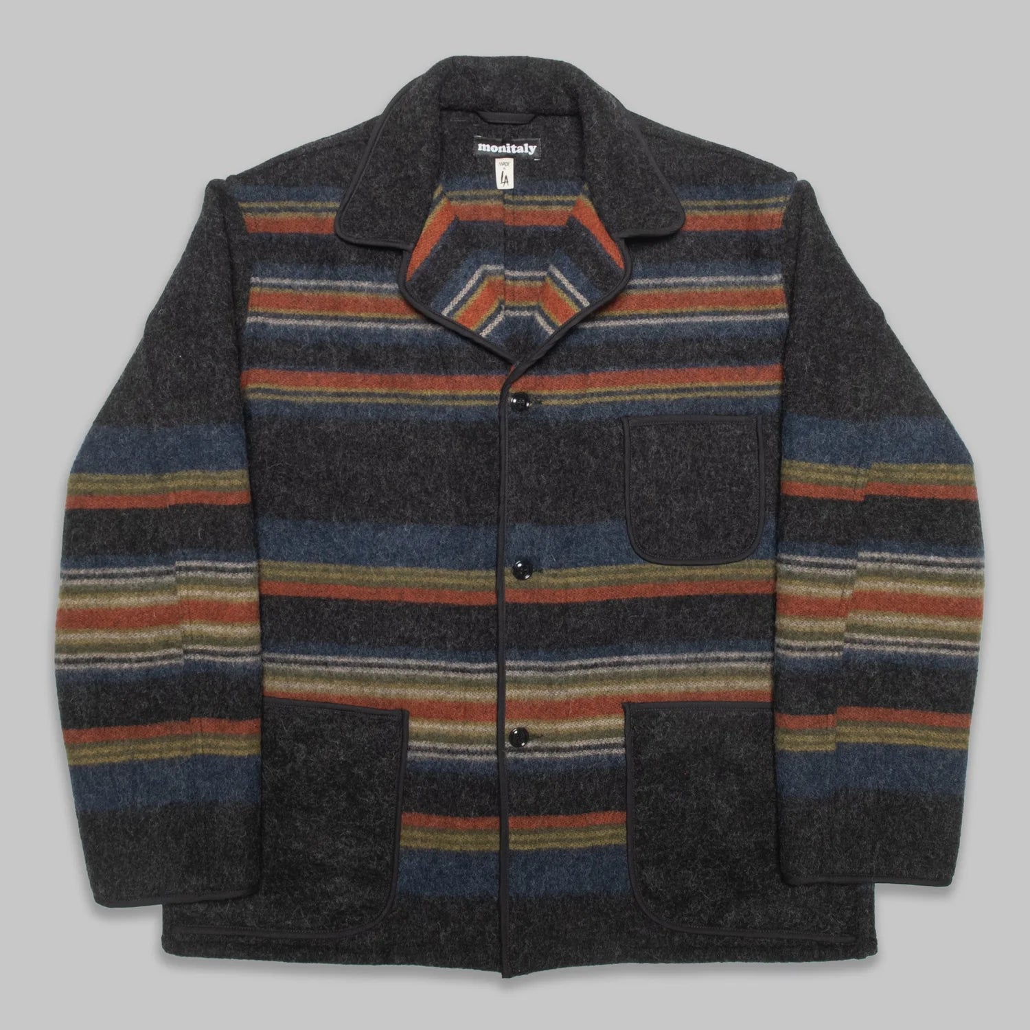 Italian Tyrol Jacket - Woolrich 23oz Blanket Stripe Grey — MONITALY