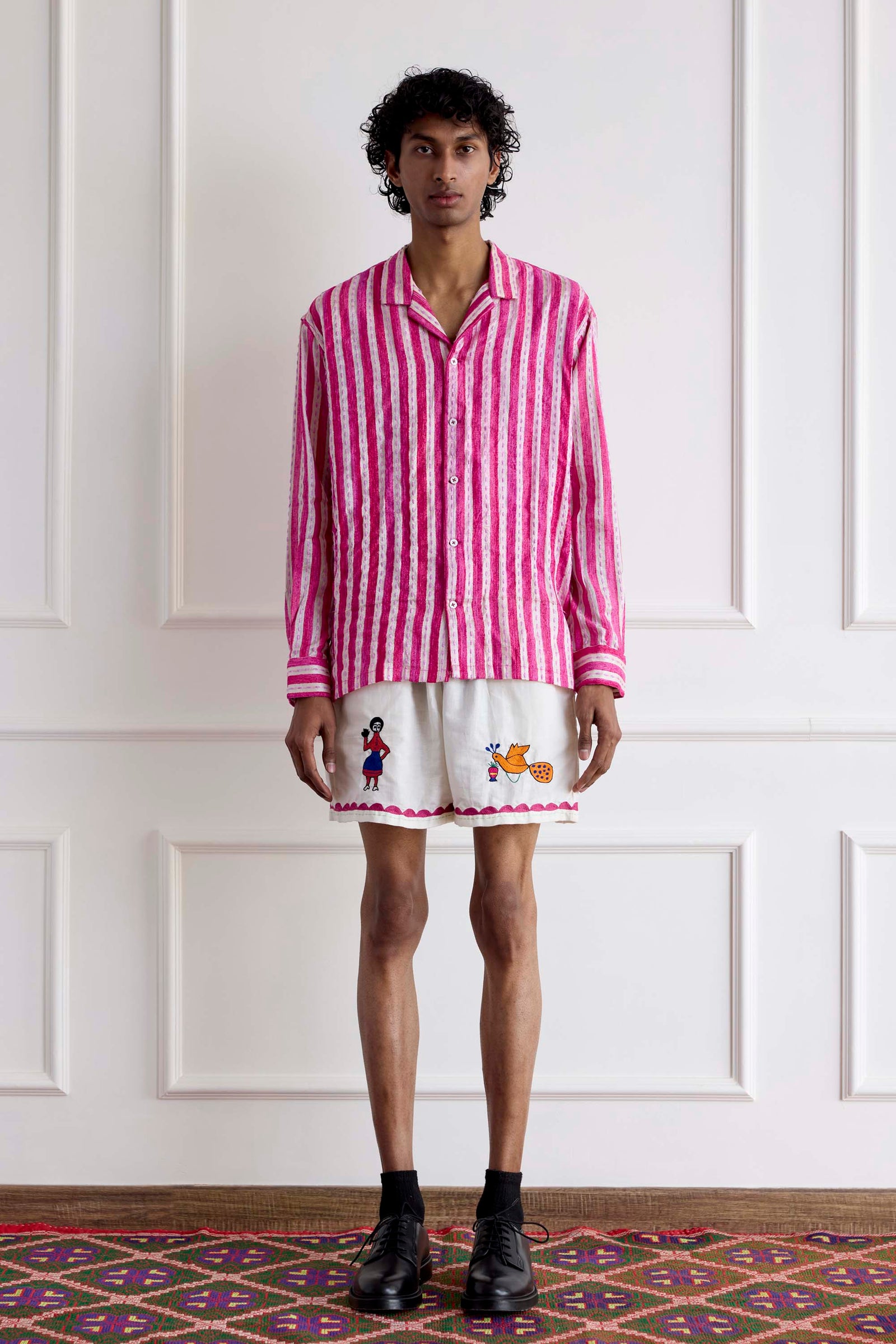 Hand Embroideredl Linen Shorts