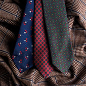 Floral Jacquard Bespoke Silk Tie Navy Red