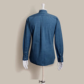 100 Hands For Anderson Sheppard Handmade Collarless Chambray Shirt In