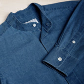 100 Hands For Anderson Sheppard Handmade Collarless Chambray Shirt In