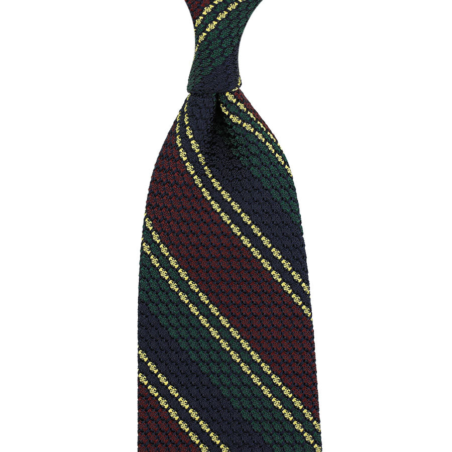 Striped Grenadine Garza Grossa Silk Tie Forest