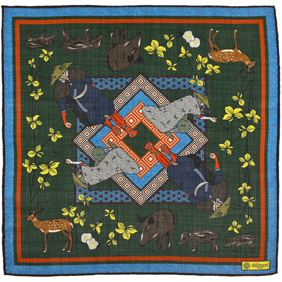 Japanese Wool Silk Pocket Square Forest 40x40cm