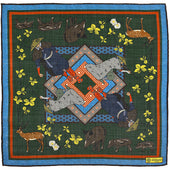 Japanese Hunter Wool / Silk Pocket Square - Forest - 40x40cm