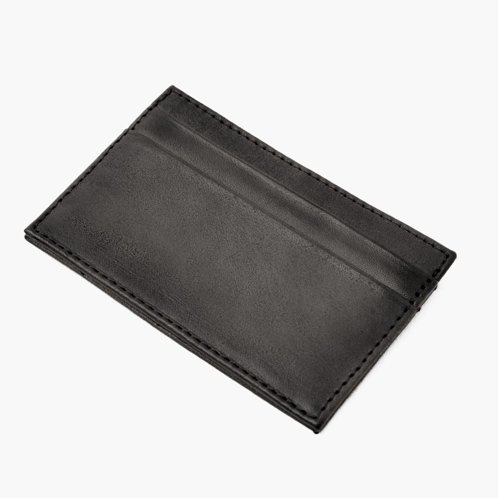 Leather Card Holder Distressed Grey