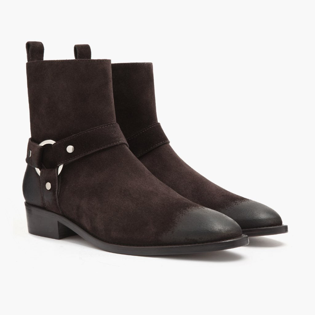 S Harness Dark Brown Suede