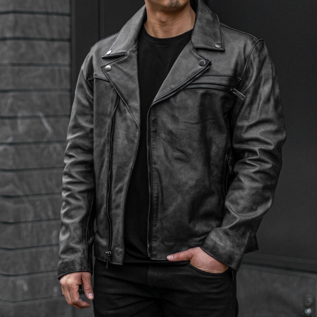 S Motorcycle Jacket Distressed