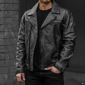 [S] Motorcycle Jacket | Distressed Black