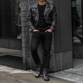 [S] Motorcycle Jacket | Distressed Black