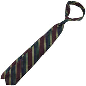 Striped Grenadine Garza Grossa Silk Tie Forest