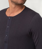 102 Loopwheeled Maco-Imit Long Sleeve Henley