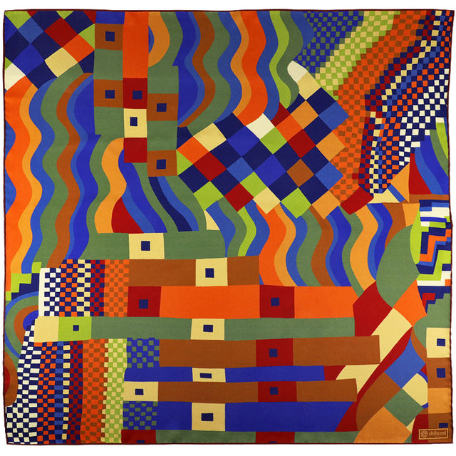 Geometrical Pattern Silk Neckerchief - Multicolor - 65 x 65cm