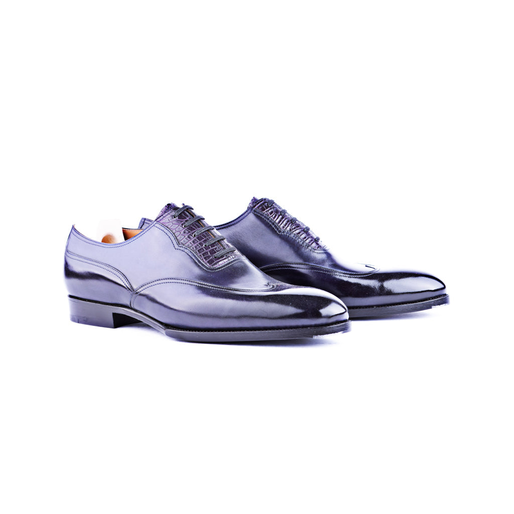 Long Wing Oxford With Alligator Adelaide In Purple Croc Calf Combo