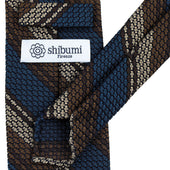 Striped Grenadine Garza Grossa Silk Tie Navy
