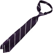 Japanese Repp Stripe Silk Tie Eggplant Hand Rolled