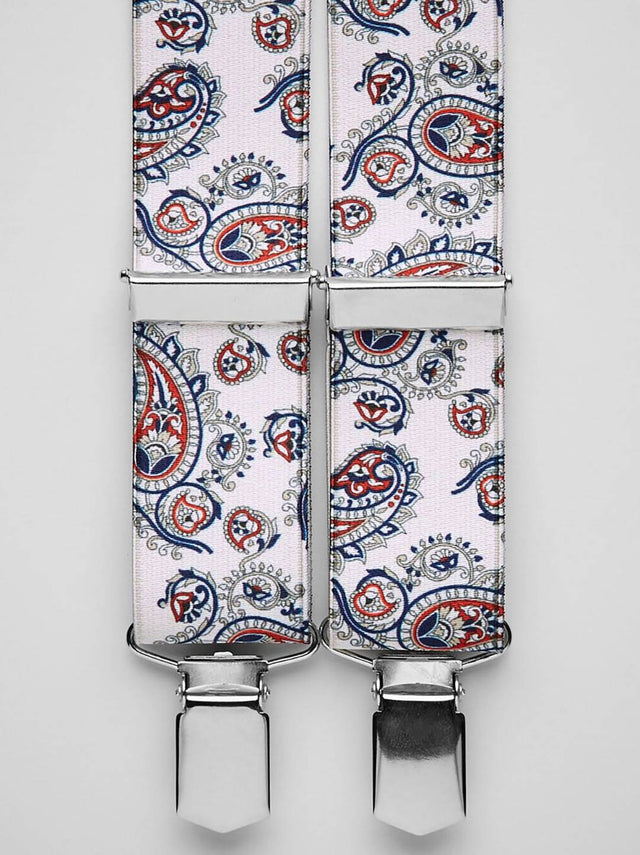 White Paisley Suspenders