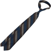 Striped Grenadine Garza Grossa Silk Tie Navy