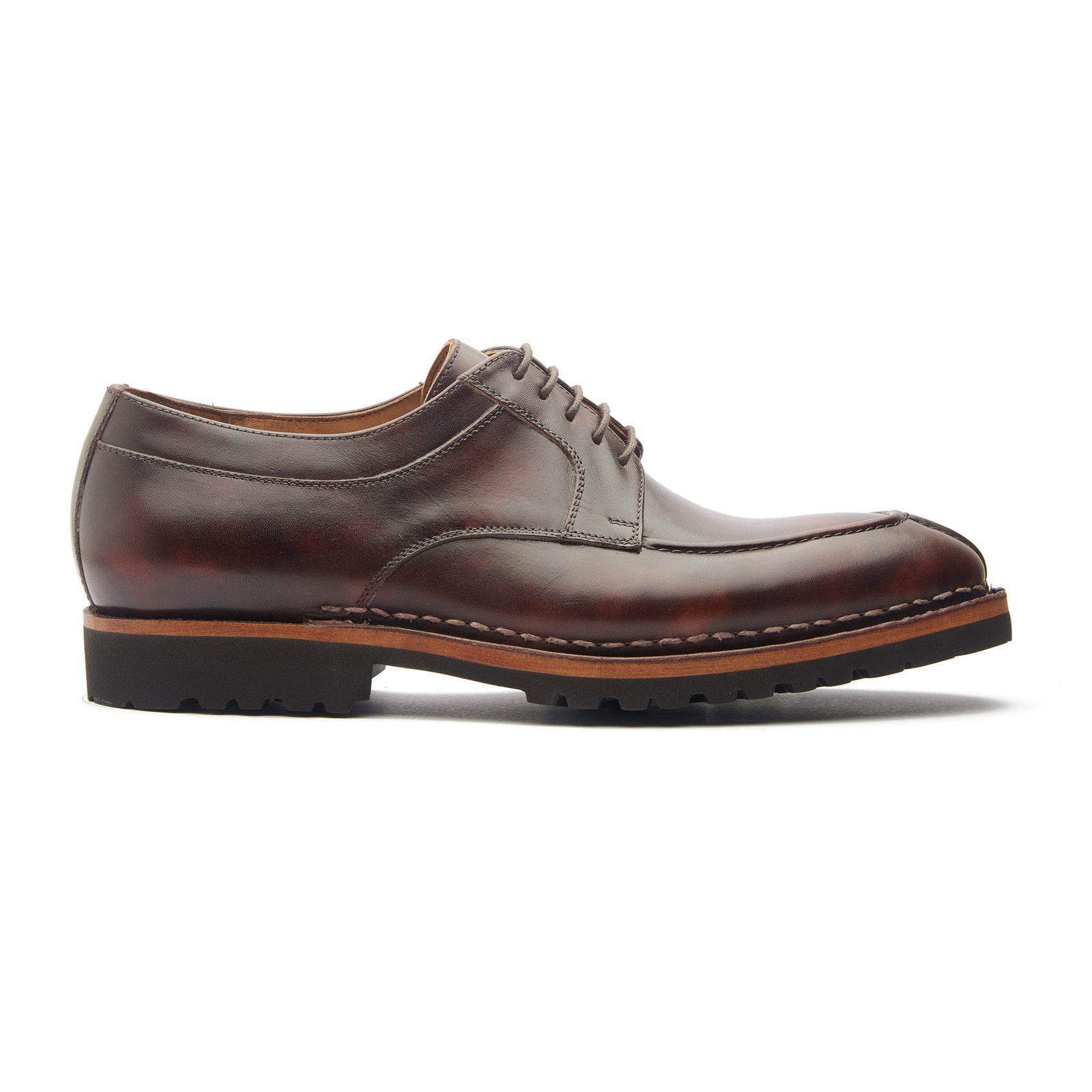 Aurora Split Toe Derby Chestnut Museum Calf Norwegian Construction Hand Welted New Age