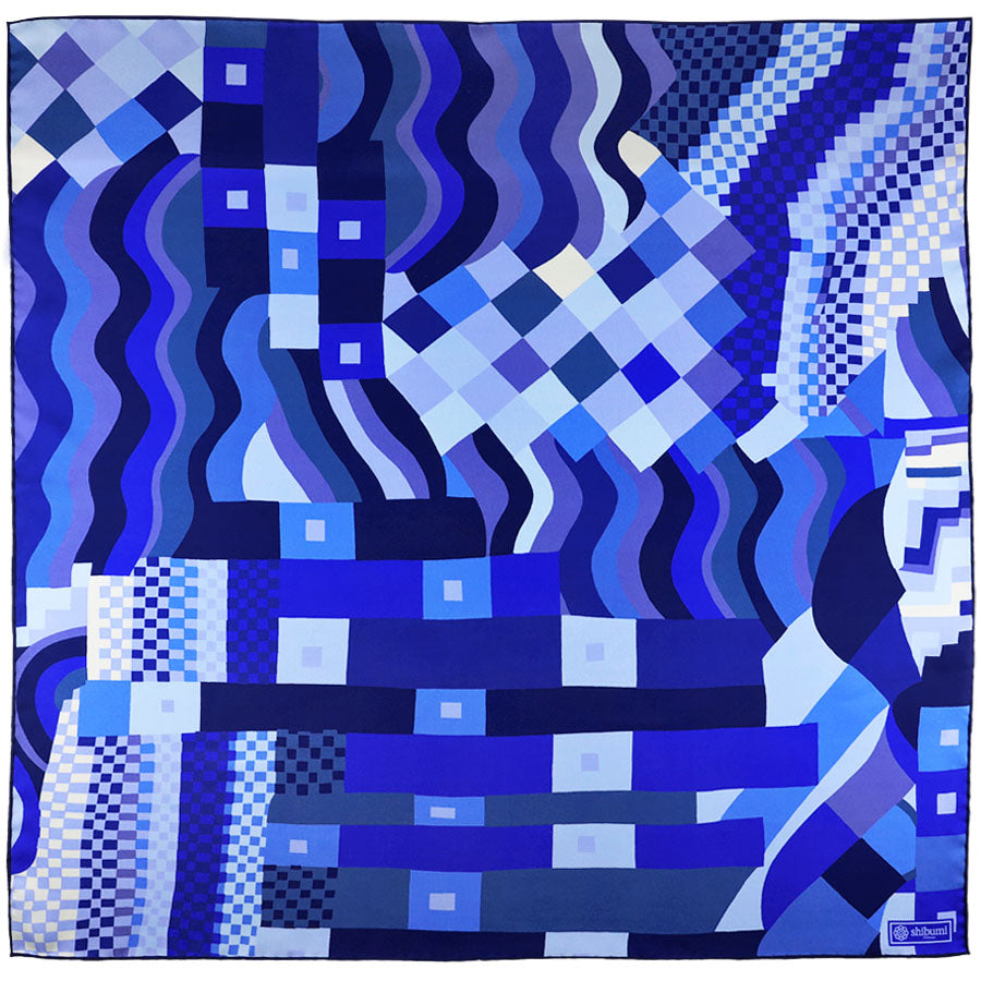 Geometrical Pattern Silk Neckerchief 65 X 65cm