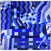 Geometrical Pattern Silk Neckerchief - Blue - 65 x 65cm