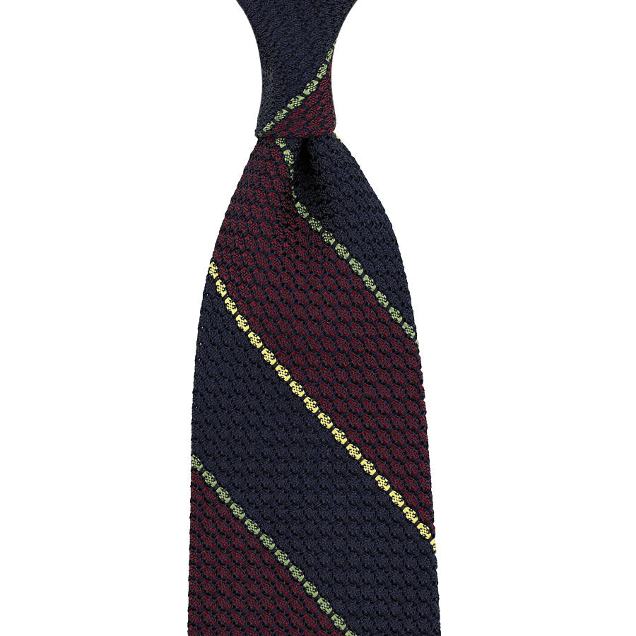 Striped Grenadine Garza Grossa Silk Tie Burgundy