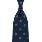 Shibumi-Flower Fina Grenadine Silk Tie - Light Navy - Hand-Rolled