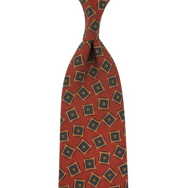 Copper Madder Silk Tie - Brick - Hand-Rolled