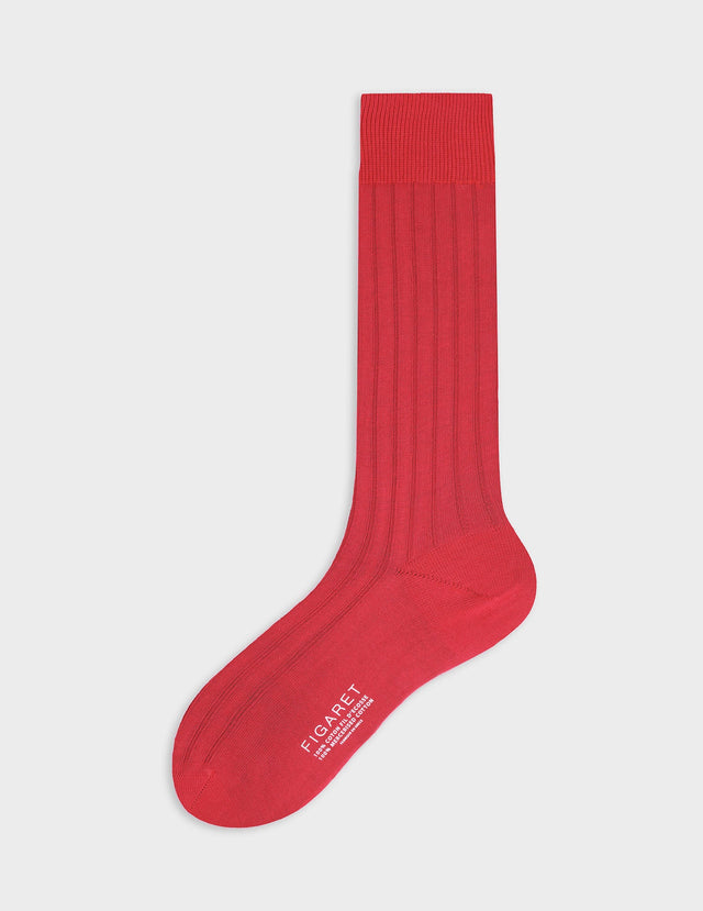 Red double-strand ribbed socks