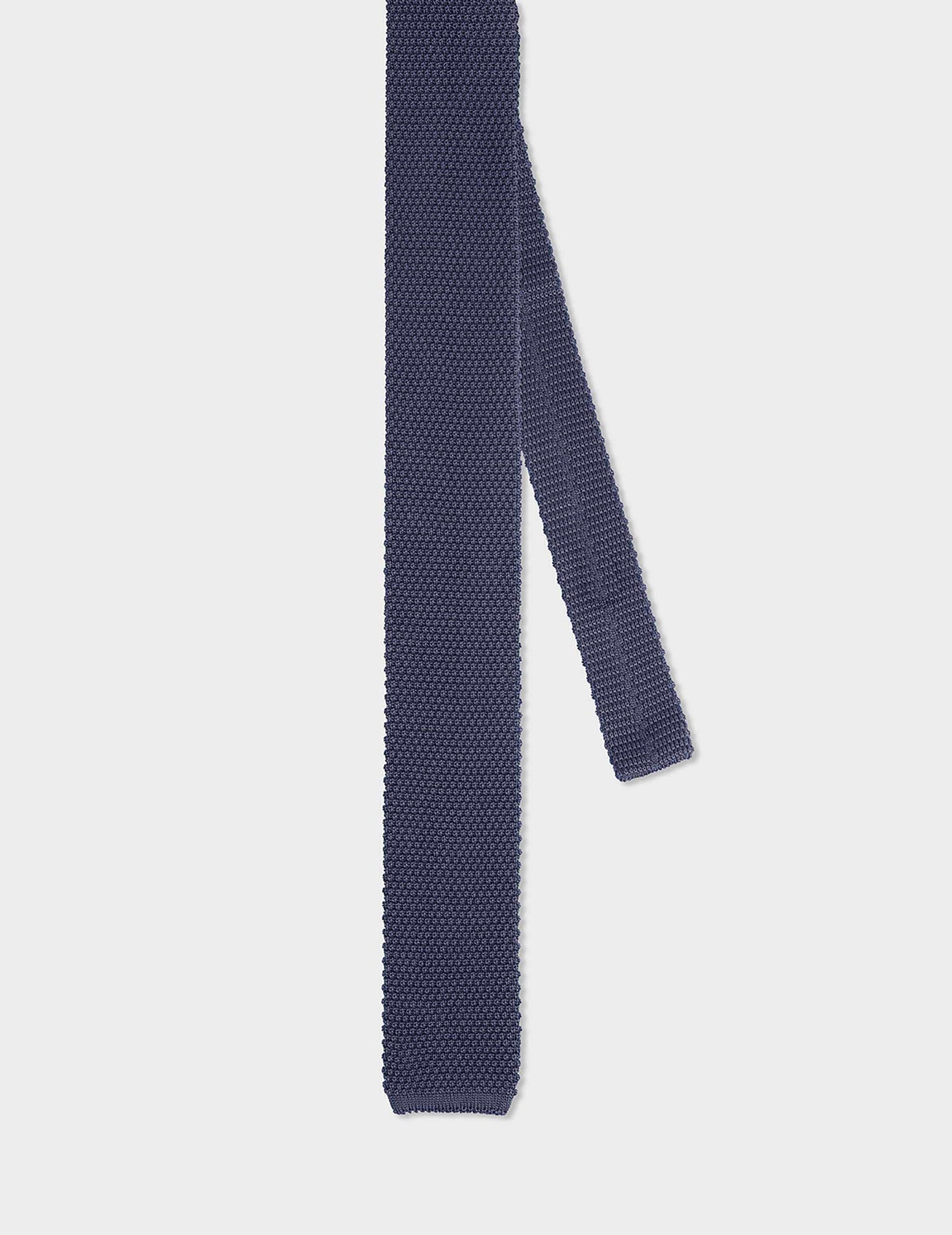 Cravate En Tricot De Soie Bleue