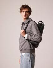 Coated Canvas And Green Leather Backpack