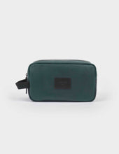 Toiletry Bag In Coated Cotton Canvas And Green Leather