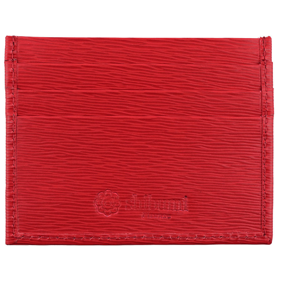Calfskin Leather Credit Card Case Red