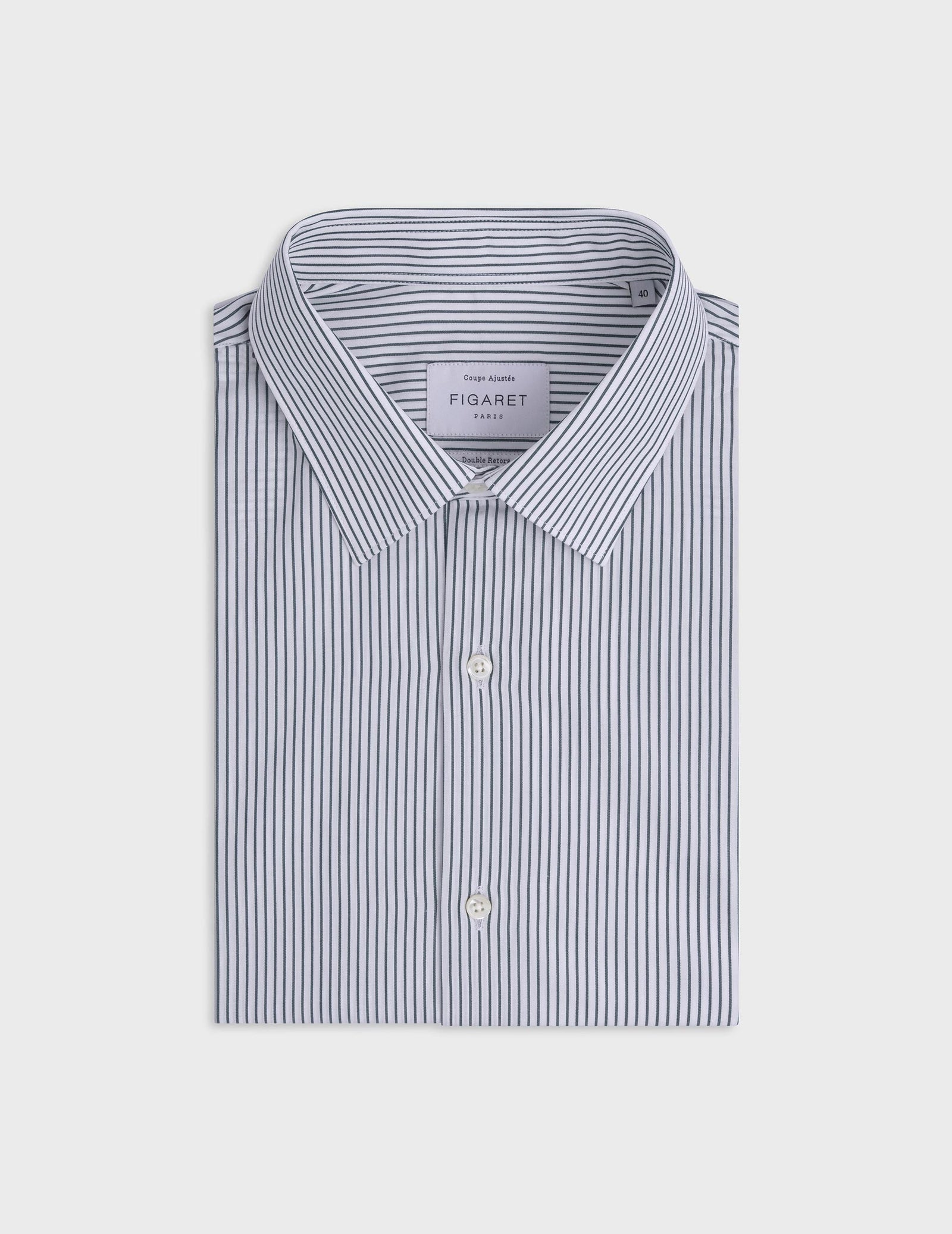 Green striped fitted shirt